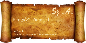 Szegő Arnold névjegykártya